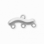 BY31&reg; Rostfreier Edelstahl Schmuckzubeh&ouml;r Zwischenst&uuml;ck Wellenf&ouml;rmig mit 4 &Ouml;sen Silver