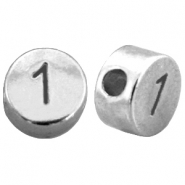 DQ Metall Zahlen Perlen # 1 Antik silber (Nickelfrei)