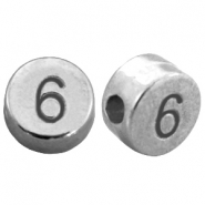 DQ Metall Zahlen Perlen # 6 Antik silber (Nickelfrei)