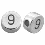 DQ Metall Zahlen Perlen # 9 antik silber (nickelfrei)