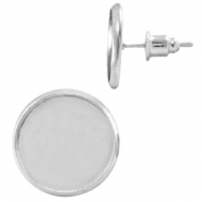 Metall Ohrstecker für Cabochon 12mm Silber