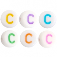 Buchstaben Perlen aus Acryl C Multicolor-Weiss