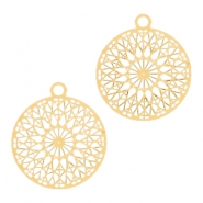 Bohemian Anhänger rund mit Öse 13mm Gold
