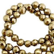 Hämatit Perlen rund 4mm Facett geschliffen Antique gold