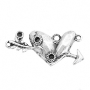 Metall Anhänger TQ Zwischenstück Herz mit Pfeil Antique silber