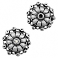 Metall Anhänger TQ Blume mit Fassung fur SS24 Swarovski Antique silber