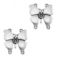 Metall Anhänger TQ Zwischenstück Schmetterling mit Fassungen Antique silber