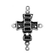 Metall Anhänger TQ Zwischenstück Kreuz mit Fassungen Antique silber