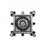 Metall Anhänger TQ viereckig mit Fassung für Swarovski PP32 Antique silber