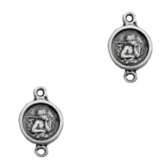 Metall Anhänger TQ Zwischenstück rund Engel Antique silber