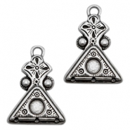 Metall Anhänger TQ Dreieck mit Fassung und 3 Öse Antique silber