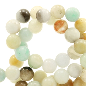 Naturstein Perlen Chalcedon (Quarz) 6mm Multicolour soft turquoise-brown