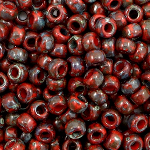Miyuki Rocailles 6/0 Opaque picasso red 6-4513