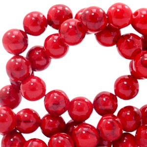 Naturstein Perlen Calcit mit marble look 8mm Ruby red