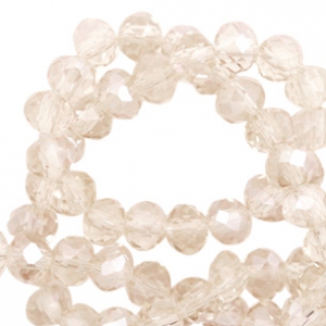 Top Glas Facett Perlen 4x3 mm disc Light champagne-pearl shine coating