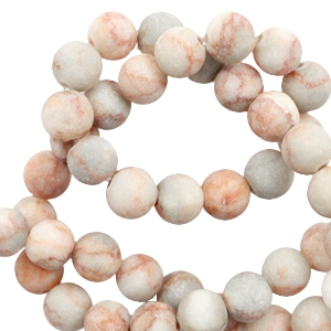 Naturstein Perlen Calcit und Marmor 8mm matt Multicolour rose-grey