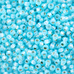 Miyuki Rocailles 11/0 Silverlined alabaster dyed aqua blue 11-647