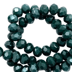 Top Glas Facett Perlen 3x2mm rondellen Deep green-pearl shine coating