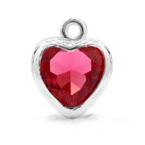 Anh&auml;nger Kristallglas Herz Indian pink-silver