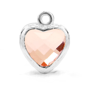 Anh&auml;nger Kristallglas Herz Vintage pink-silver