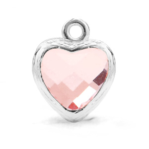 Anh&auml;nger Kristallglas Herz Light pink-silver