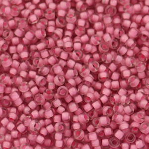 Miyuki Rocailles 11/0 Semi frosted light raspberry lined crystal 11-1931