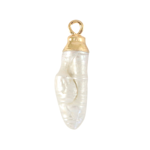 BQ S&uuml;sswasserperlen Anh&auml;nger Tooth Gold-Natural white