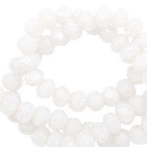 Top Glas Facett Perlen 6x4 mm rondellen Brilliant white-pearl shine coating