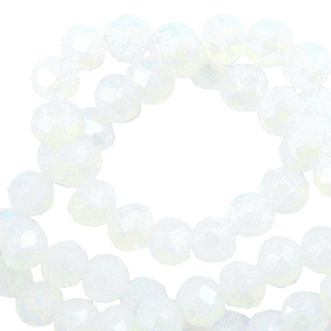 Top Glas Facett Perlen 3x2mm rondellen Brilliant white crystal-pearl shine coating