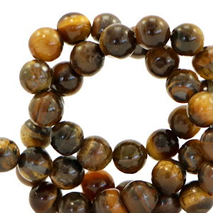 Naturstein Perlen Tigerauge 6mm Multicolour brown