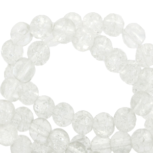 4 mm Glasperlen crackle White