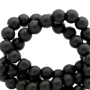 4 mm Glasperlen matt Black