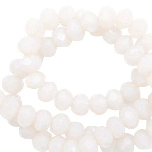 Top Glas Facett Perlen 6x5 mm rondellen Soft white-pearl shine coating