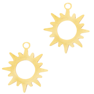 Stainless Steel - Rostfrei Stahl Anh&auml;nger Sonne Gold