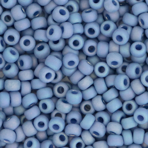 Miyuki Rocailles 8/0 Opaque glazed frosted rainbow soft blue 8-4704