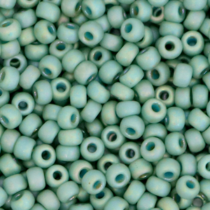 Miyuki Rocailles 8/0 Opaque glazed frosted rainbow celadon green 8-4701