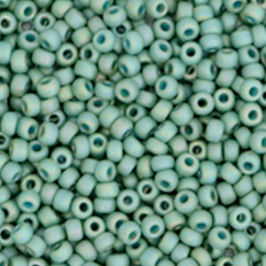 Miyuki Rocailles 11/0 Opaque glazed frosted rainbow celadon green 11-4701