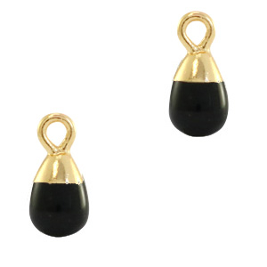 Naturstein Anh&auml;nger Onyx Tropfen Black-gold