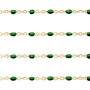 Stainless Steel - Rostfrei Stahl Schmuckzubeh&ouml;r Gliederkette 1mm Ultramarine green-gold
