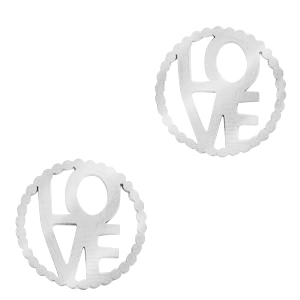 Stainless Steel - Rostfrei Stahl Anh&auml;nger/Zwischenst&uuml;ck "LOVE" Silber