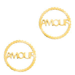 Stainless Steel - Rostfrei Stahl Anh&auml;nger/Zwischenst&uuml;ck "AMOUR" Gold