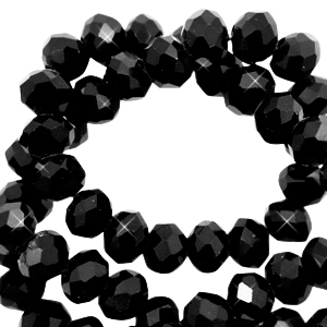 Top Glas Facett Perlen 8x6 mm rondellen Jet black-pearl shine coating