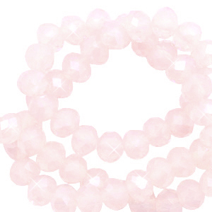 Top Glas Facett Perlen 4x3mm rondellen Soft pink opal-pearl shine coating
