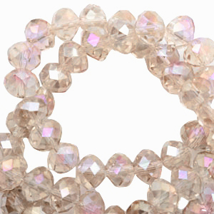 Top Glas Facett Perlen 6x4 mm disc Champagne-diamond shine coating