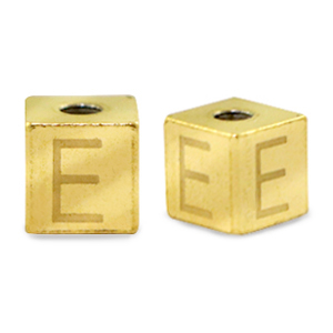 Stainless Steel - Rostfrei Stahl Perlen Buchstaben E Gold