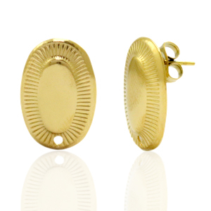 Ohrringe aus Stainless Steel - Rostfreiem Stahl Ohrstecker Oval mit &Ouml;se Gold