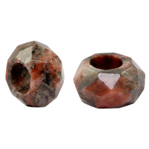 Naturstein Perlen Granit Facett geschliffen Coral red