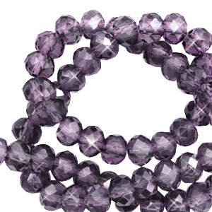 Top Glas Facett Perlen 4x3 mm rondellen Amethyst purple-pearl shine coating