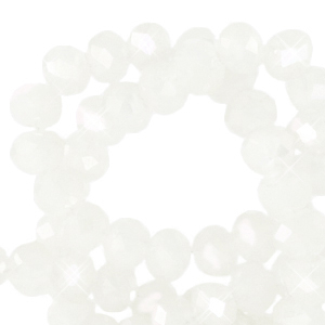 Top Glas Facett Perlen 4x3 mm rondellen Daisy white-pearl shine coating