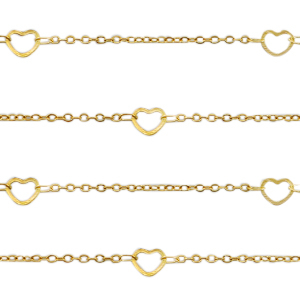 Stainless Steel - Rostfrei Stahl Schmuckzubeh&ouml;r Gliederkette Herzen Gold